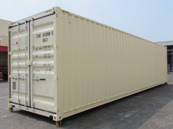 a white 40ft shipping container for sale and hire in new zealand.