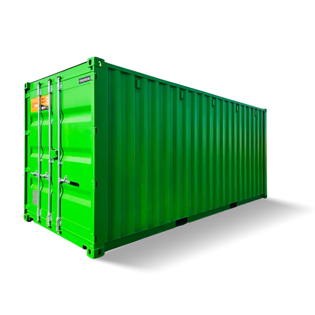 20ft shipping container at container space in green